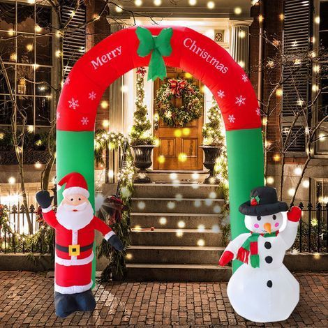 Autres décorations de Noël, décorations de Noël gonflables - décorations extérieures - figurine lumineuse LED gonflable - sapin de Noël/arche de Noël (2,4 m) (1/4)