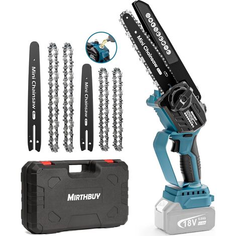 Mini-Kettensäge, 6 & 8 Zoll, bürstenlose elektrische Astsäge, kompatibel mit Makita 18 V Akku, Akku-Kettensäge mit verbesserter Kettenschmierung, Handkettensäge für Gartenscheren, Holzschneiden (ohne (1/5)
