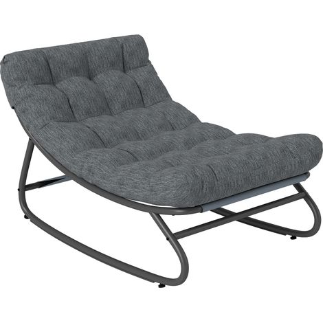 Schaukelstuhl Schaukelsessel mit breitem Netzsitz dickem Kissen 101 x 66 x 63 cm Grau (1/5)