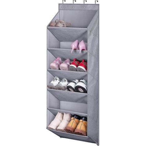 Türhänger-Schuhständer mit tiefen Taschen, ideal für schmale Schränke und Studentenzimmer. Bietet Platz für bis zu 12 Paar Schuhe. Grau. (1/5)