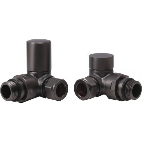 Signature Patterned Corner Radiator Valves (Pair) - Matt Black