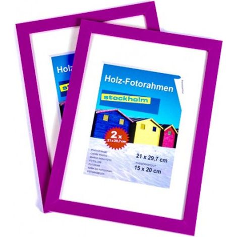 Holz-Fotorahmen 21x29,7cm 2er Pack Fotos Photo Rahmen Dekoration Haushalt wohnen - lila