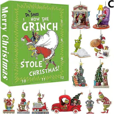 Nouveau Compte à rebours créatif de Noël 2026 Boîte aveugle Grinch Pendentif Monstre de Noël Sapin de Noël Pendentif Aveugle de Noël GJ171-003
