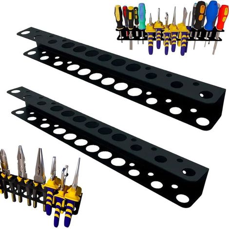 Organisateur de Tournevis,2 Pièces Support de Tournevis,Support Mural Tournevi,Tournevis Étagère Murale,Organiseur Mural en Acier,Étagère Murale Porte-Outils,pour Garage,Sous-Sol (1/5)