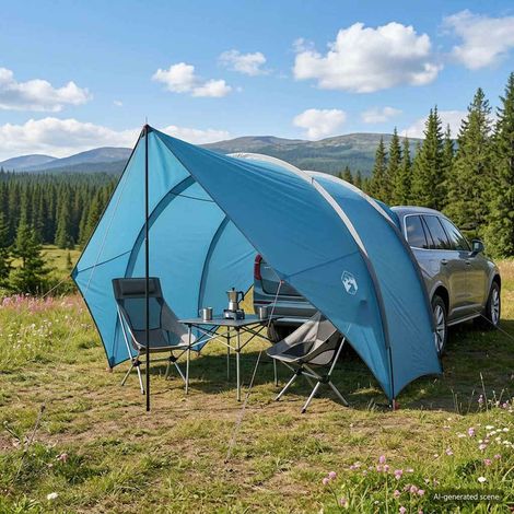 Auvent de Hayon pour Camping et Voiture Tente de Coffre Imperméable Bleu 405 x 280 x 220 cm - PANGIVO (1/5)