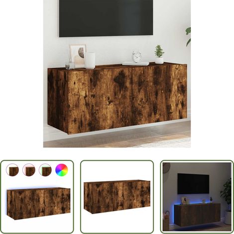 LED-Leuchten - TV-Wandschrank mit LED-Leuchten Räuchereiche 100x35x41 cm (1/5)
