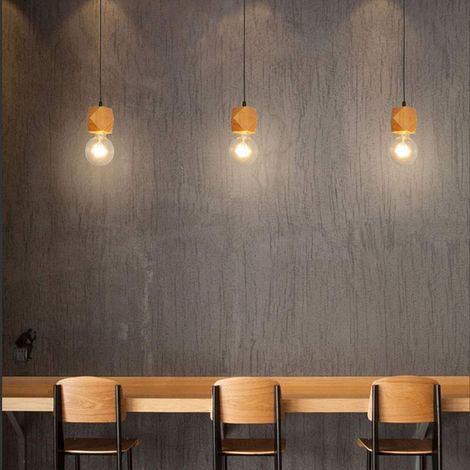 E27 Créatif Suspensions Luminaires Industrielle Bois Plafonnier Moderne Luminaire Lumiere Contemporain Suspensions Plafonniers Luminaire (Type D) (1/4)