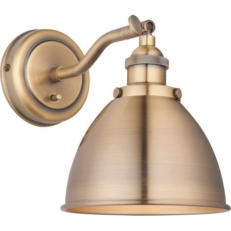 Endon Franklin Lampada da parete in metallo, piastra in ottone anticato (1/5)