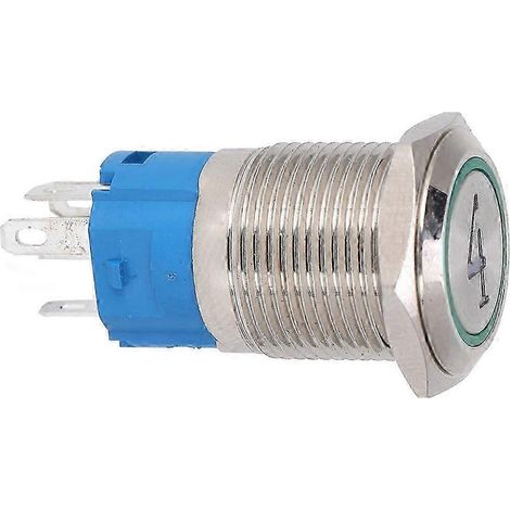 Flacher 5-poliger Metall-Drucktaster (16 mm), selbstrückstellend, grüne Kontrollleuchte, 24 V DC, Nr. 4 – 2er-Pack (1/5)