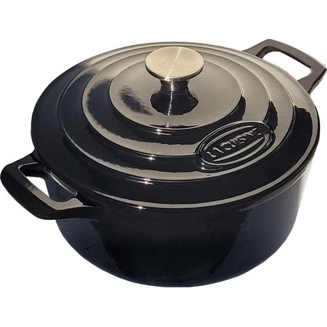 Cocotte en fonte émaillée avec revêtement intérieur en émail noir mat et extérieur émaillé noir brillant 4,75 l Ø 26 cm Passe au four (1/5)