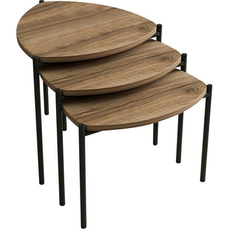 Lot de 3 tables basses gigognes en bois "Lenny" - 45 x 45 x 45 cm - Marron (1/5)