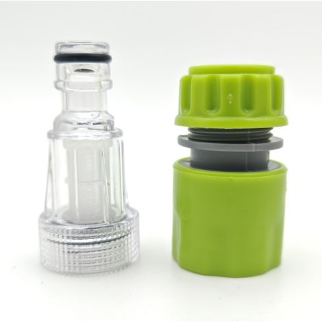 Ensemble connecteur d'eau et filtre pour lavage de voiture - Adaptateur pour laveuses haute pression, avec buse de tuyau d'arrosage et raccords de tuyaux Vert (1/5)