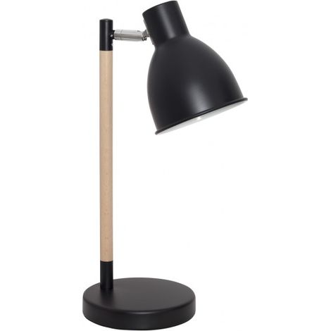 Lampada da tavolo delza 1xe27 h.45xd.25cm nero/legno naturale