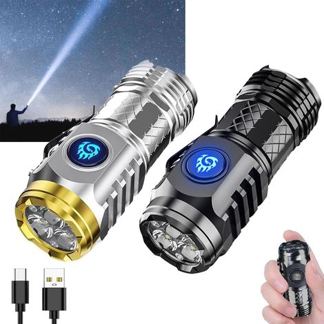 Set mit 2 Mini-Taschenlampen in Form dreiäugiger Monster, superhelle, wiederaufladbare Taschenlampe, 5 Modi, geeignet für nächtliche Autofahrten (1/5)