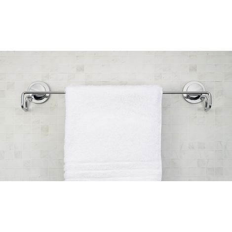 Croydex Stick 'n' Lock Chrome Adhesive Towel Rail Bar Bathroom Accessories (1/5)