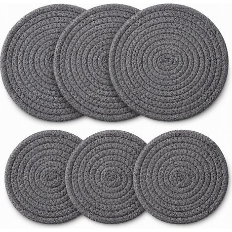dessous-de-plat isolant gris dim. 35.0 x 35.0 x 1.0 cm en coton