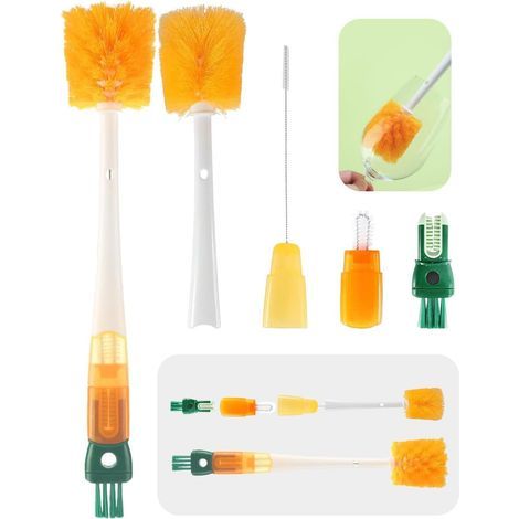 5-in-1 portable cleaning brush with straw brush, multifunctional long handle for washing narrow-neck cups, spout/lid cleaning brushes (1/5)