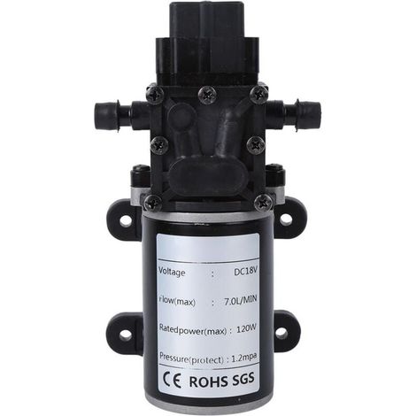 Pompe à membrane intelligente, pompe à eau haute pression DC, pompe de pulvérisation auto-amorçante intelligente, 7 L/min, sortie d'eau droite 10 mm (18V motor) (1/4)