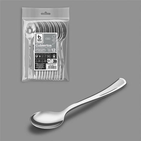 Cuchara de postre/café de 13 cm, plateada, 12 unidades (1/2)