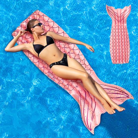 Matelas Gonflable Piscine pour Adultes, Pool de sirène Gonflable Float avec Forme Queue Poisson， Frapages de Piscine, Jouet Fêtes de Piscine, Gonflable Jouet Flotteur pour Piscine, Plage (1/5)