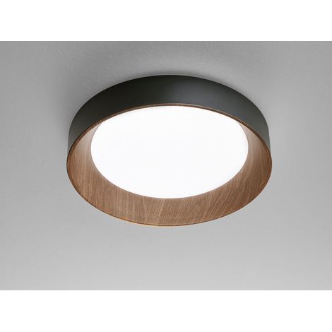 LED Deckenleuchte ARKA Schwarz mit Holzoptik & 3 Lichtfarben, Ø 40cm (1/5)