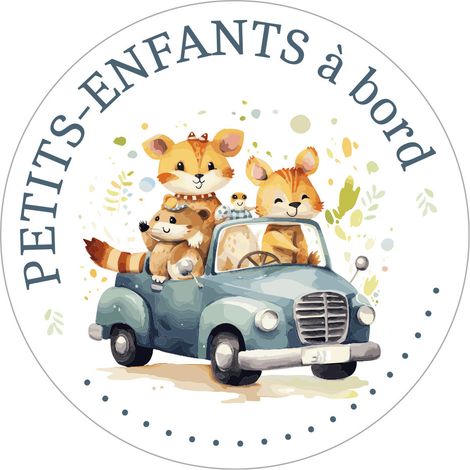 Autocollant voiture – Petits-Enfants à bord – Sticker sécurité véhicule (1/4)