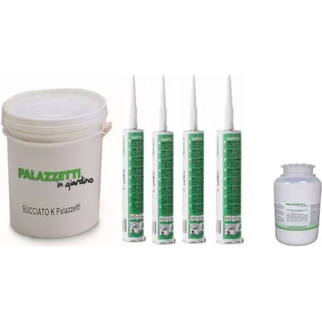 kit montaggio barbecue in cemento palazzetti pittura al quarzo 10 kg, protettitvo idrorepellente 250 ml e collante easyfix 4 pezzi