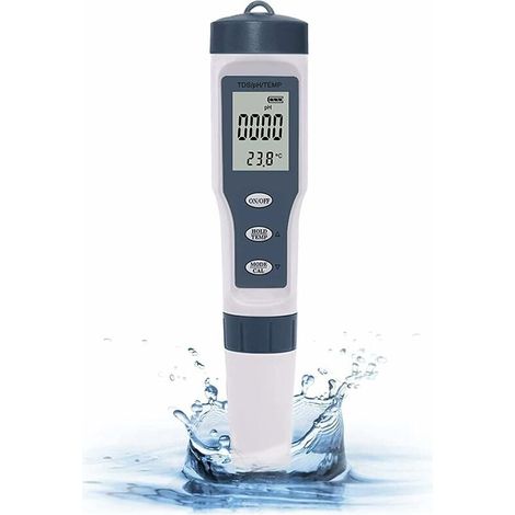Schwimmbadtemperaturtester, 3-in-1-pH-Meter, PH-TDS-Temperatur, PH-TDS- und Temperatureinstellung, hohe Genauigkeit und hintergrundbeleuchtetes LCD-Display, PH-Meter für Schwimmbäder/Wasser, einteilig
