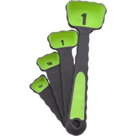 Cuillères à Mesurer - Silicone - 4 pièces - Antiadhésives - Faciles à nettoyer - Échelles gravées (1/4)