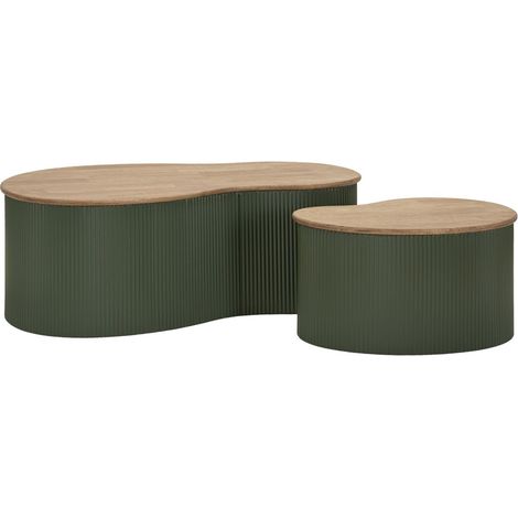 Tavolini da caffè Frankfurt verdi — coppia in legno di rubber e metallo