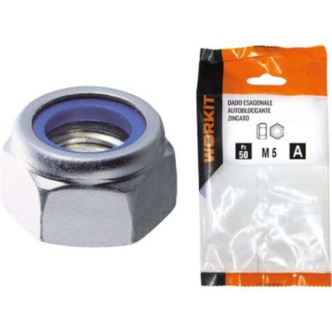 DADO ESAGONALE AUTOBLOCCANTE ALTO SELF WORKIT - ZINCATO M 6 CF=PZ 34 - 5 confezione