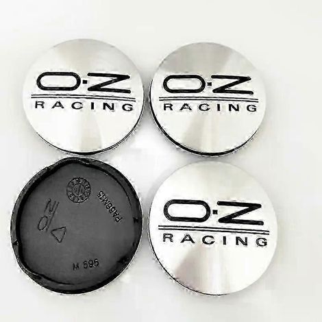 Quatre enjoliveurs de roue de 62 mm pour jantes en alliage Oz Racing M595 Oz (argent et noir).