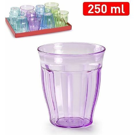 TrAdE Shop Traesio - Set 6 Pezzi Bicchieri Bicchiere Da Acqua In Plastica Colorata Da 250 Ml 11385 -