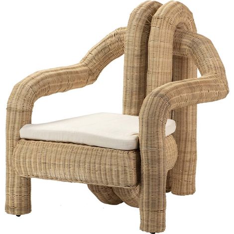 Fauteuil en rotin textile naturel 94 x 84 x 97 cm