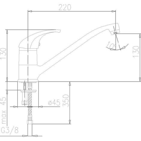 kfa Moderner Chrom-Küchenwasserhahn schwenkbar 240 mm (1/2)