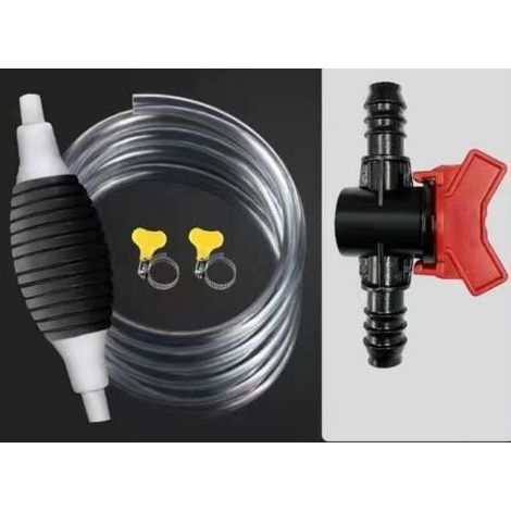 2 Pcs Pompe Manuelle, Pompe Manuelle Carburant avec 2 Tuyau 2M, 4 Colliers de Serrage et 2 Vannes de Régulation pour Eau, Essence, Diesel (1/4)