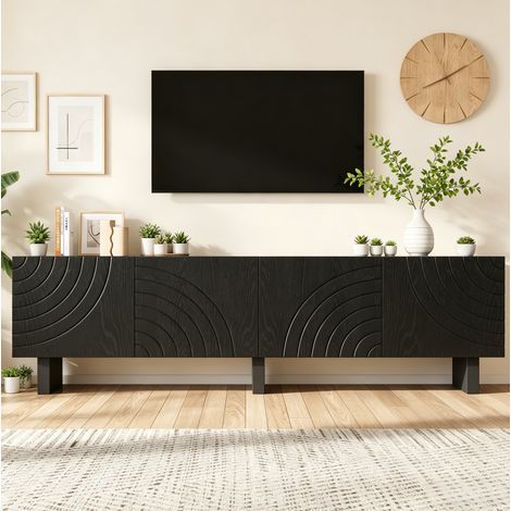 Mueble TV 180 cm 4 puertas de aglomerado negro OKMYHOME (1/5)