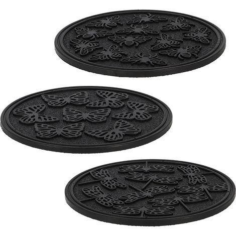 Esschert Design – Pas japonais en caoutchouc recyclé 30cm – Motifs insectes – Lot de 3 dalles – Épaisseur 1,3cm pour chemin extérieur (1/5)