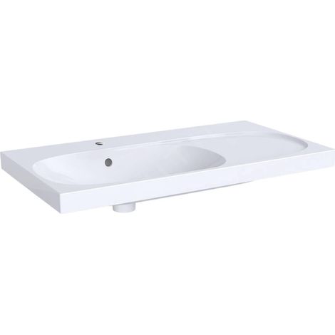 GE Acanto Lavabo avec vidage, 90x48cm, fixation simple, avec siphon, avec trop-plein, blanc (1/4)