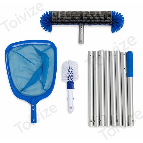 Kit de Nettoyage Piscine Toivize Modèle 8 Pôles Brosse Rotative 360° et Épuisette pour Spa (1/5)