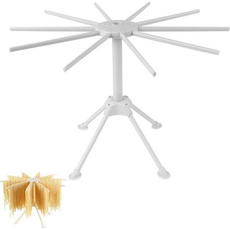 Séchoir à pâtes - - 10 bras - 2 kg de pâtes - Pliable - Antidérapant - Compatible lave-vaisselle - Blanc - ABS (1/5)