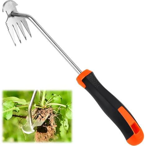 ZHIJIA PREMIUM 1 désherbeur manuel à 4 dents équipé d'un manche, outil de désherbage pour le jardinage (1/5)