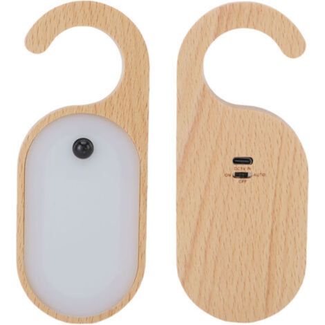 Portable door light with motion sensor and built-in memo board, rechargeable warm white LED night light made of wood, ideal for bedroom and bathroom. (1/5)