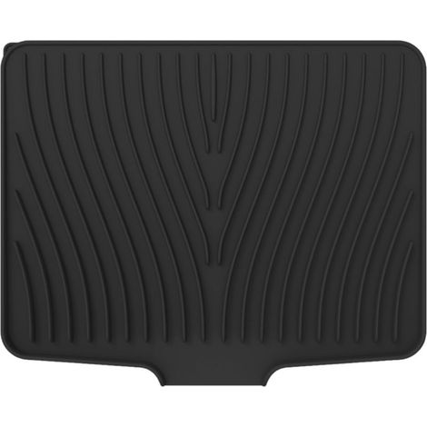 Tapis de vaisselle en silicone avec rebord d'égouttage surélevé, design incliné, résistant à la chaleur et antidérapant, adapté aux plans de travail et éviers de cuisine. (1/5)