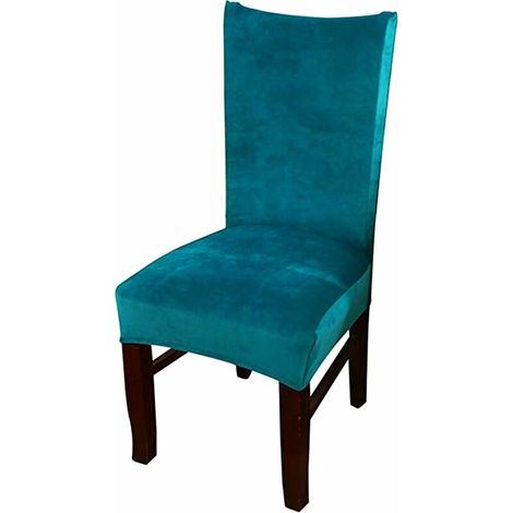 Velvet Stretch Dining Chair Covers, Washable Removable Dining Chair Covers, Set of 6, Peacock Blue (1/5)