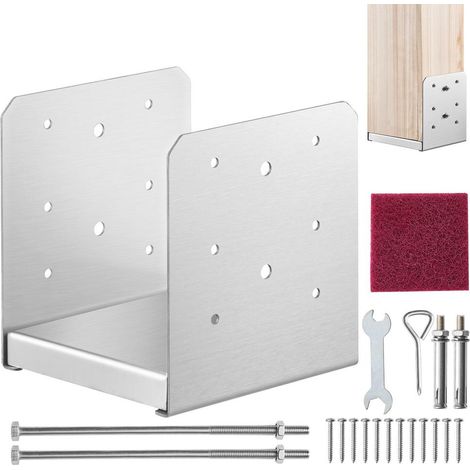 1x Support de Poteau Bois Base d'Ancrage Fixation Rambarde Balustrade Terrasse et Porche en Acier Inoxydable Robuste (1/5)