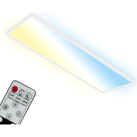 Briloner Leuchten - LED Deckenleuchte CCT, LED Deckenlampe Backlight, Ultra Flach, Dimmbar, Fernbedienung, Warmweiß, Neutralweiß, Kaltweiß, 580x200x30mm (LxBxH)