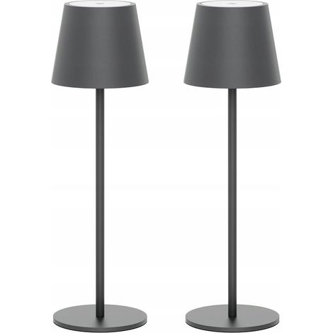 Lampade da tavolo senza fili con batteria, dimmerabili, IP54, 2 pezzi, grigie (1/3)