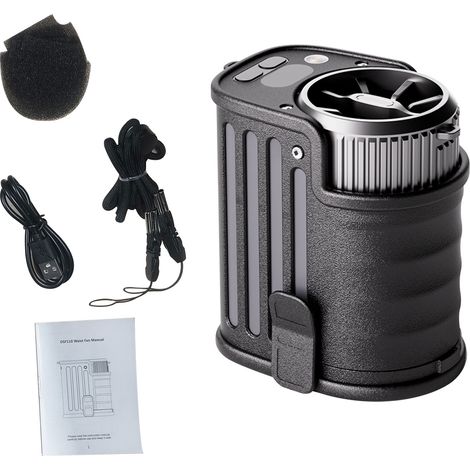 Wiederaufladbarer Clip-Ventilator, 8000 mAh, 5 Geschwindigkeitsstufen, 20 Stunden Akkulaufzeit, LED-Licht, Stirnband-/Tisch-/Multifunktionsversion