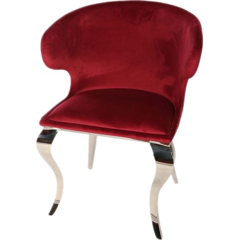 Silla de terciopelo rosa y acero cromado estilo glamuroso (1/5)